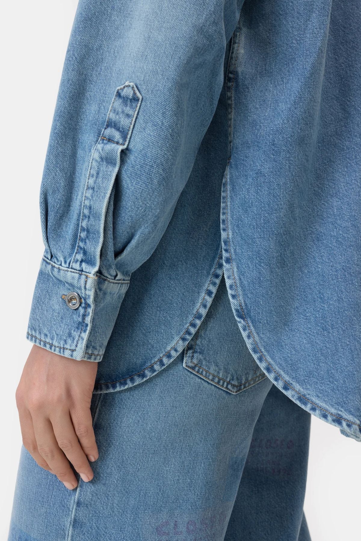 CLOSED Oversized Denim Shirt - Mid Blue - Image 5