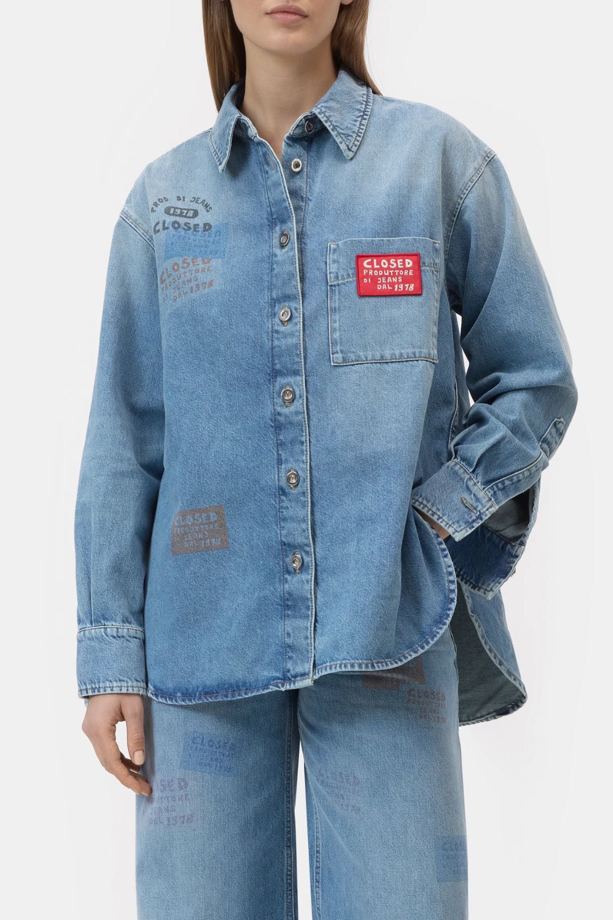 CLOSED Oversized Denim Shirt - Mid Blue - Image 6