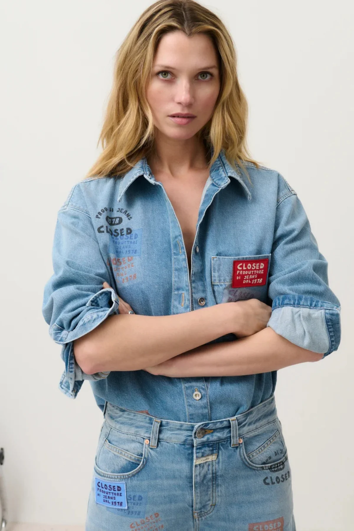 CLOSED Oversized Denim Shirt - Mid Blue - Image 7