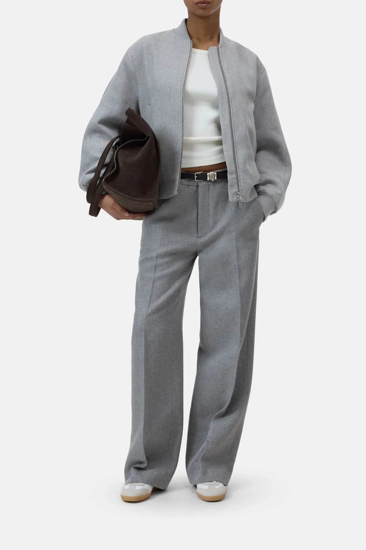 CLOSED Wool Bomber Jacket - Lt Grey Mel - Image 2