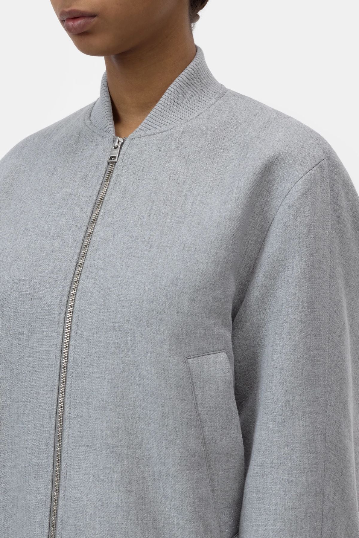 CLOSED Wool Bomber Jacket - Lt Grey Mel - Image 4