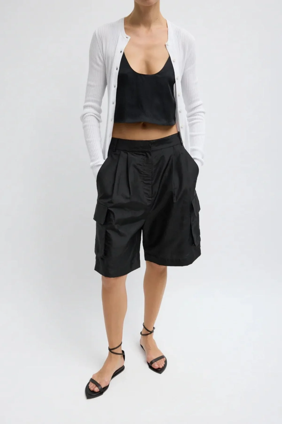 Tibi Crispy Nylon Stella Short - Black