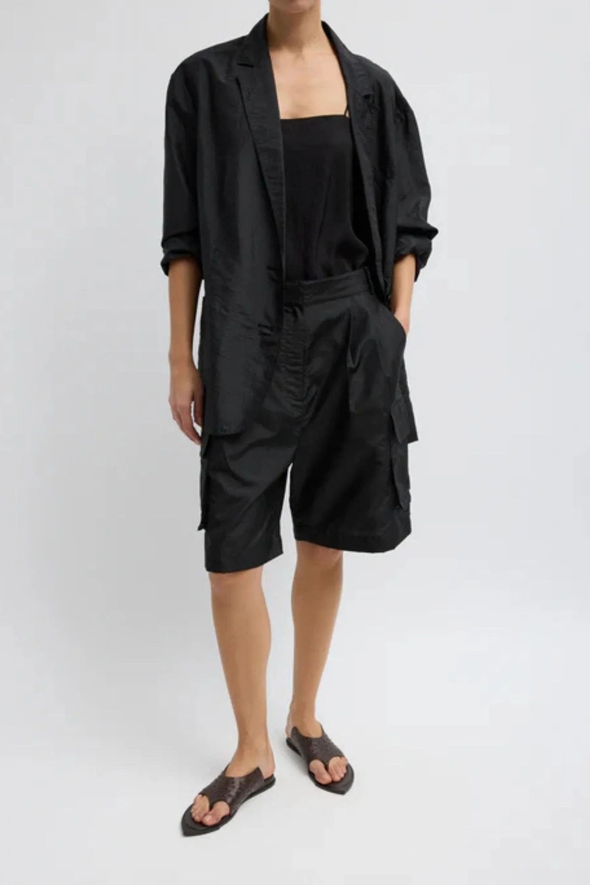 Tibi Crispy Nylon Stella Short - Black - Image 4