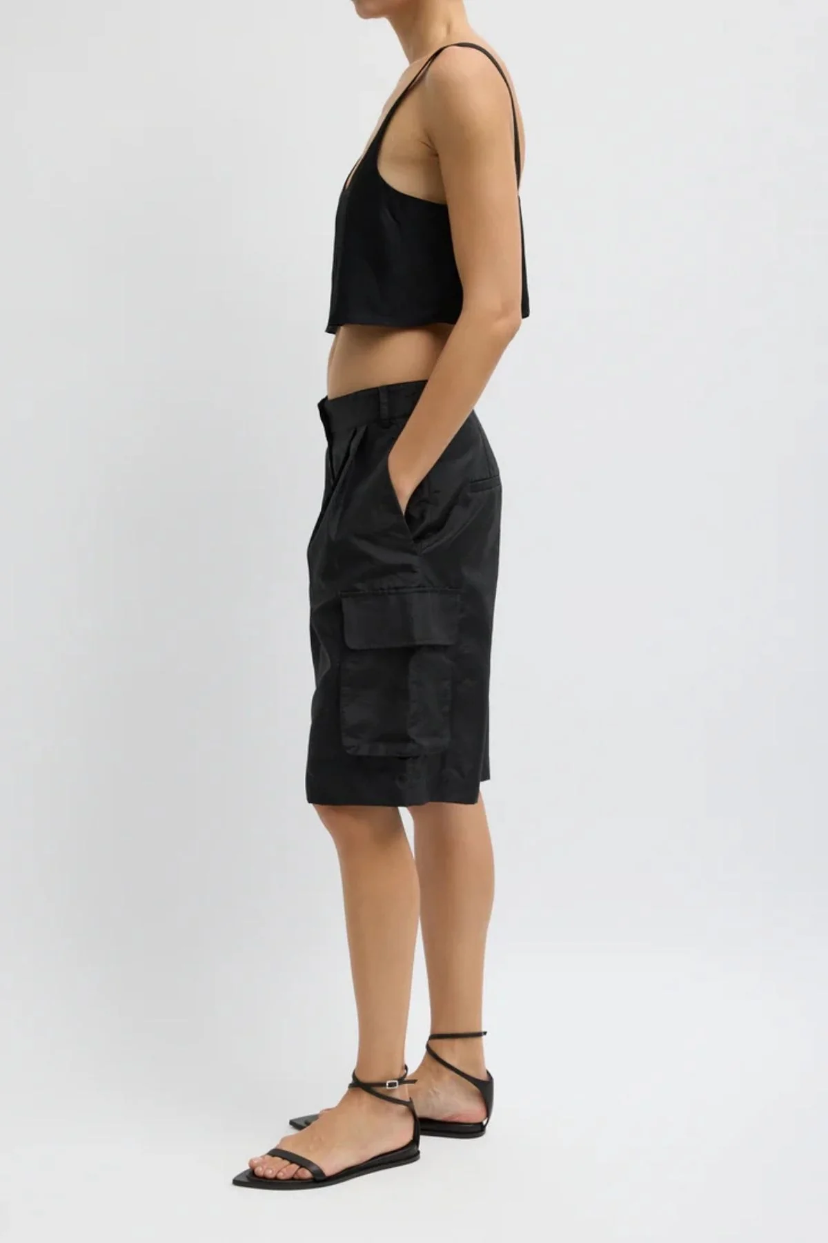 Tibi Crispy Nylon Stella Short - Black - Image 5