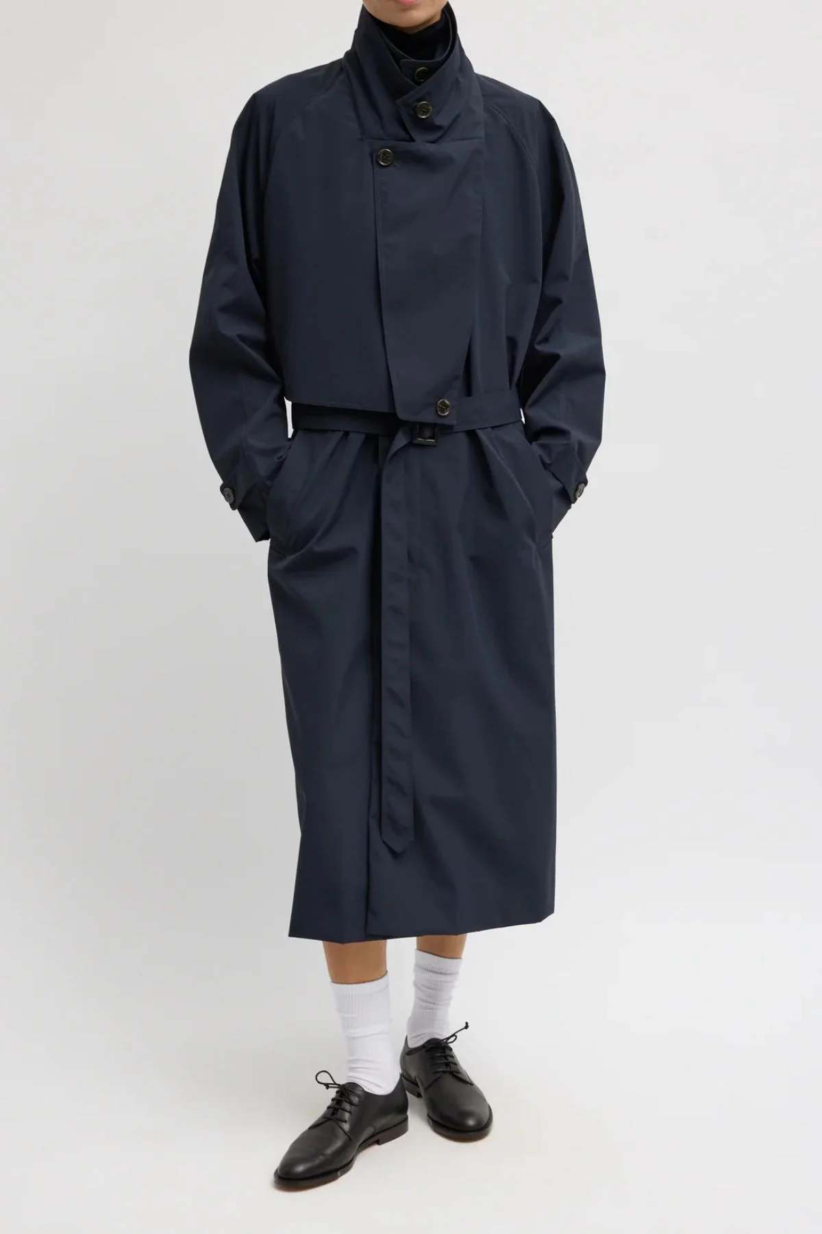 Tibi Double Collar Frank Trench - Navy - Image 4