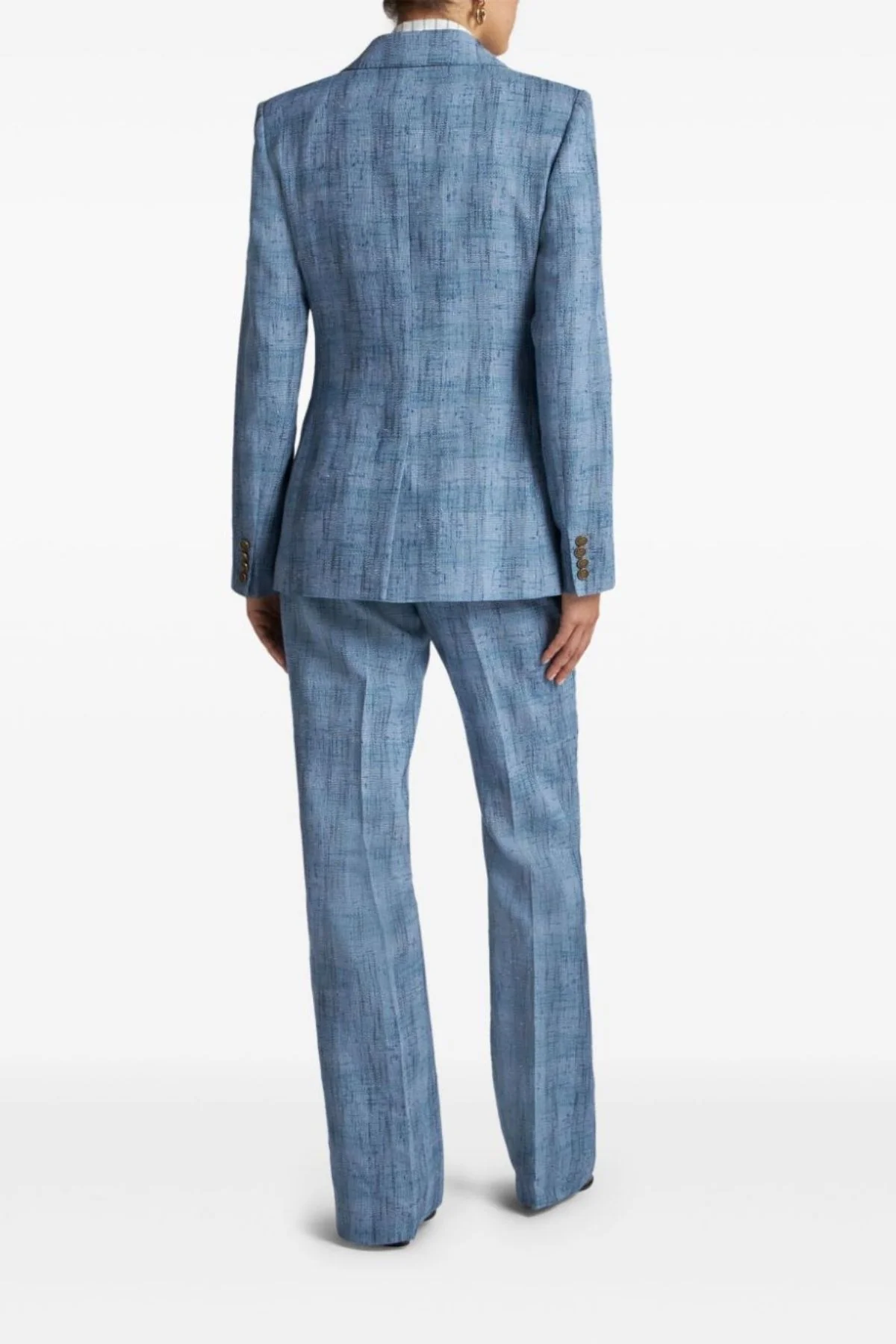 Etro Check Double Breasted Blazer - Blue - Image 3