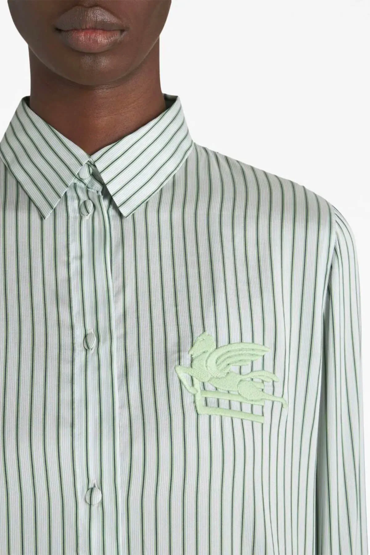 Etro Pinstripe Silk Shirt - Green - Image 4