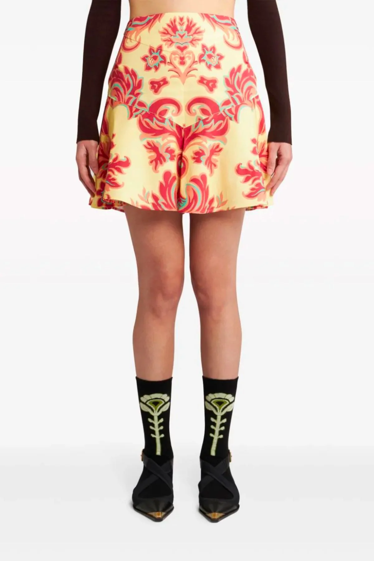 Etro Venus Print Cotton Mini Skirt - Yellow - Image 3