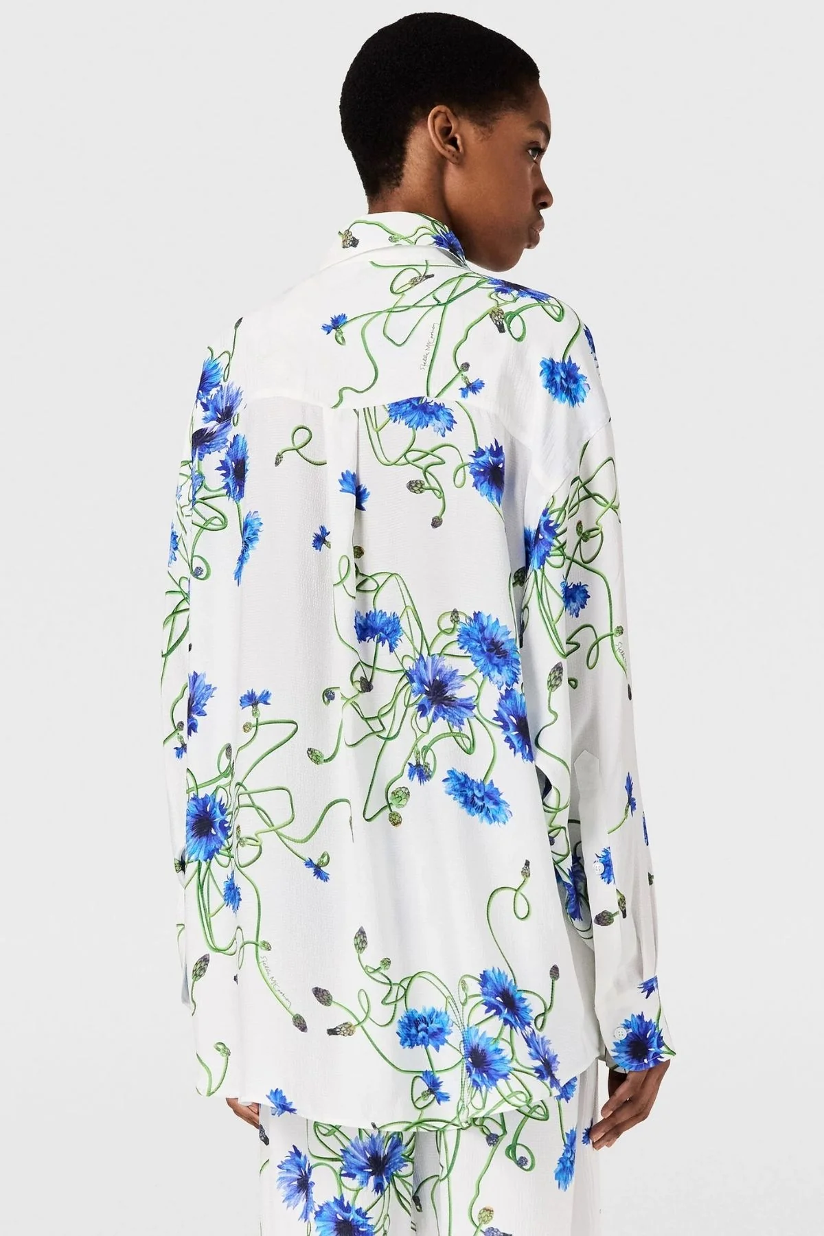 Stella McCartney Floral  Print Hammered Overshirt - Cornflower - Image 3