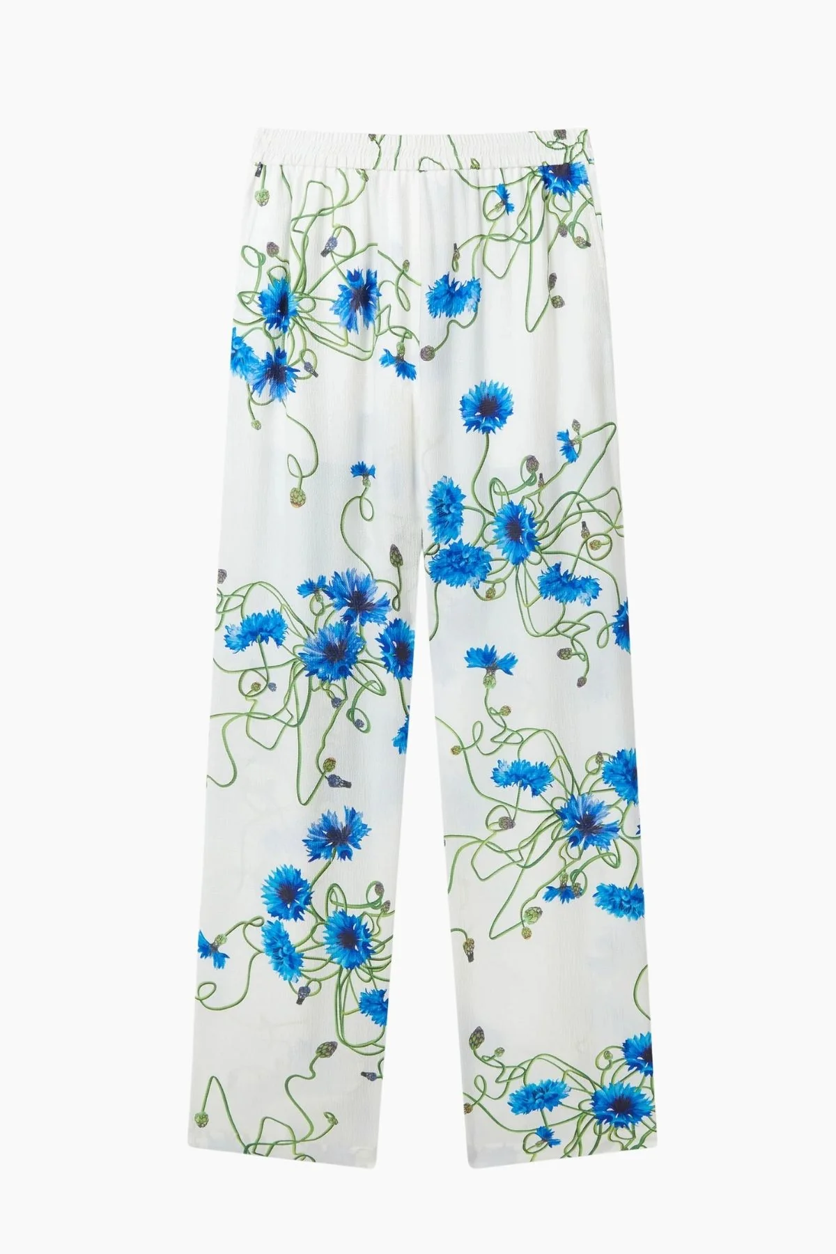 Stella McCartney Floral Print Hammered Pant - Cornflower