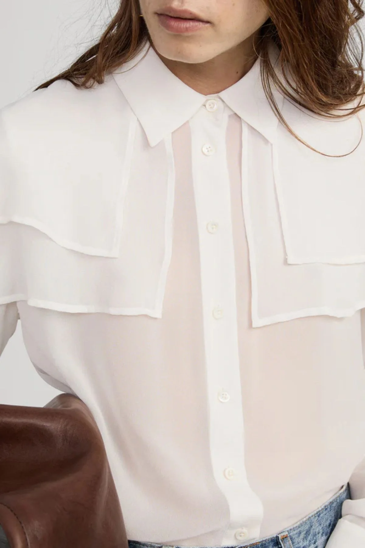 Frame Denim Cape Blouse - Cream - Image 4