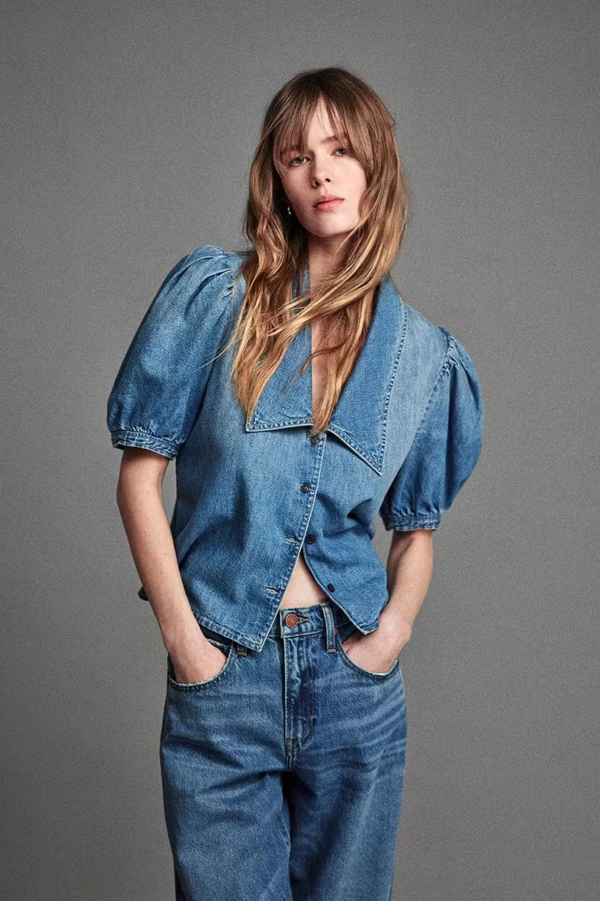 Frame Denim Denim Sailor Blouse - Starlet - Image 2