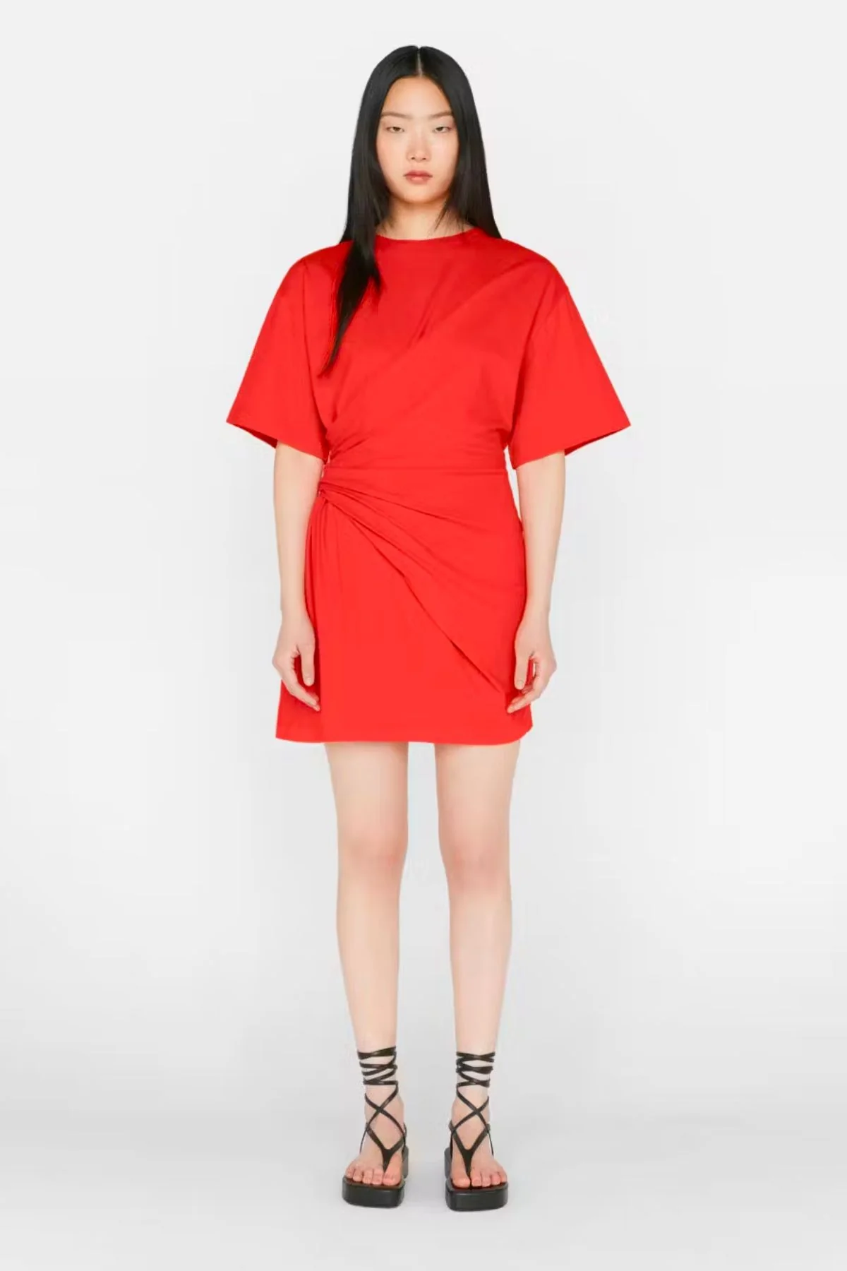 Frame Denim Draped Knit Mini Dress - Red/ Orange - Image 2