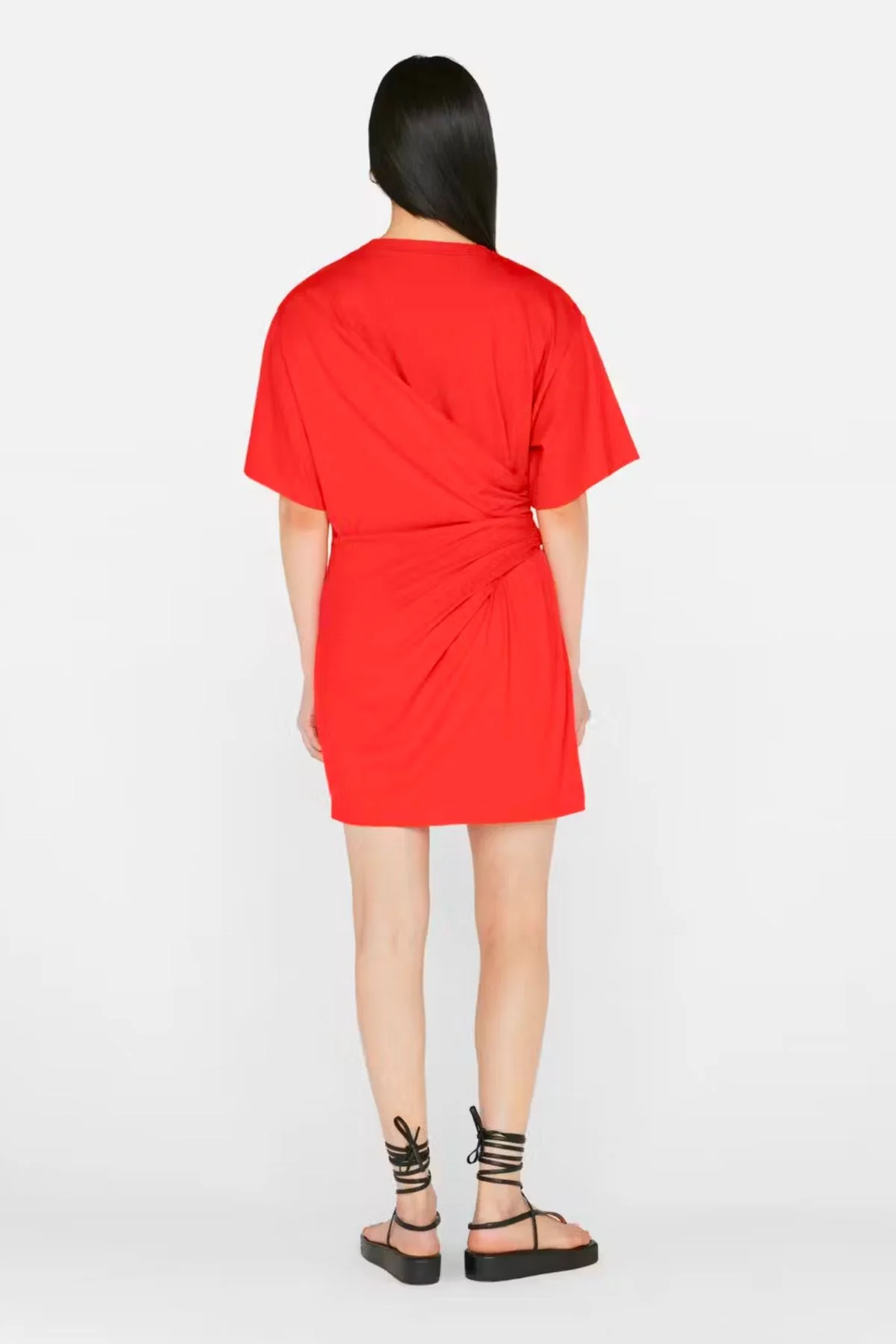 Frame Denim Draped Knit Mini Dress - Red/ Orange - Image 3