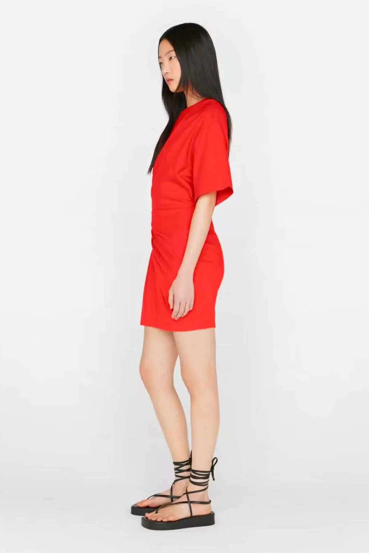 Frame Denim Draped Knit Mini Dress - Red/ Orange - Image 4