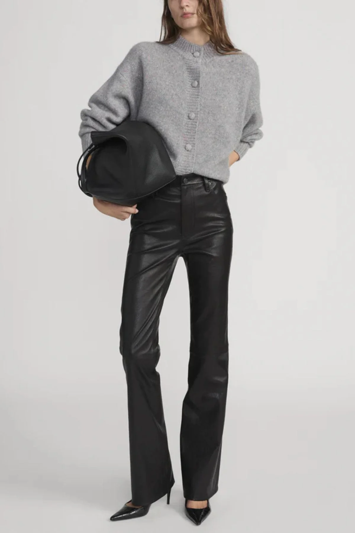 Frame Denim The Cashmere Fleck Cardigan - Silver - Image 3