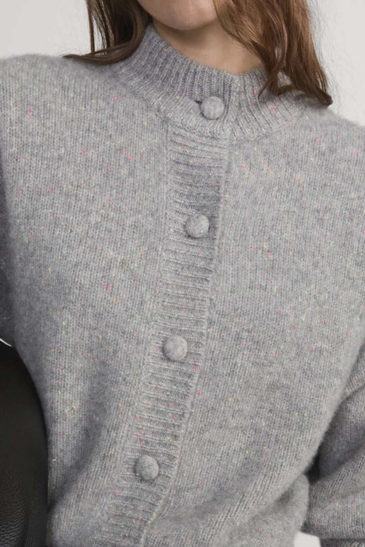 Frame Denim The Cashmere Fleck Cardigan - Silver - Image 5