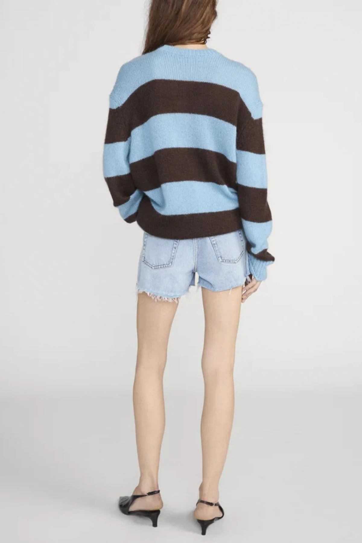 Frame Denim The Fuzzy Striped Crew - Mocha Multi - Image 3