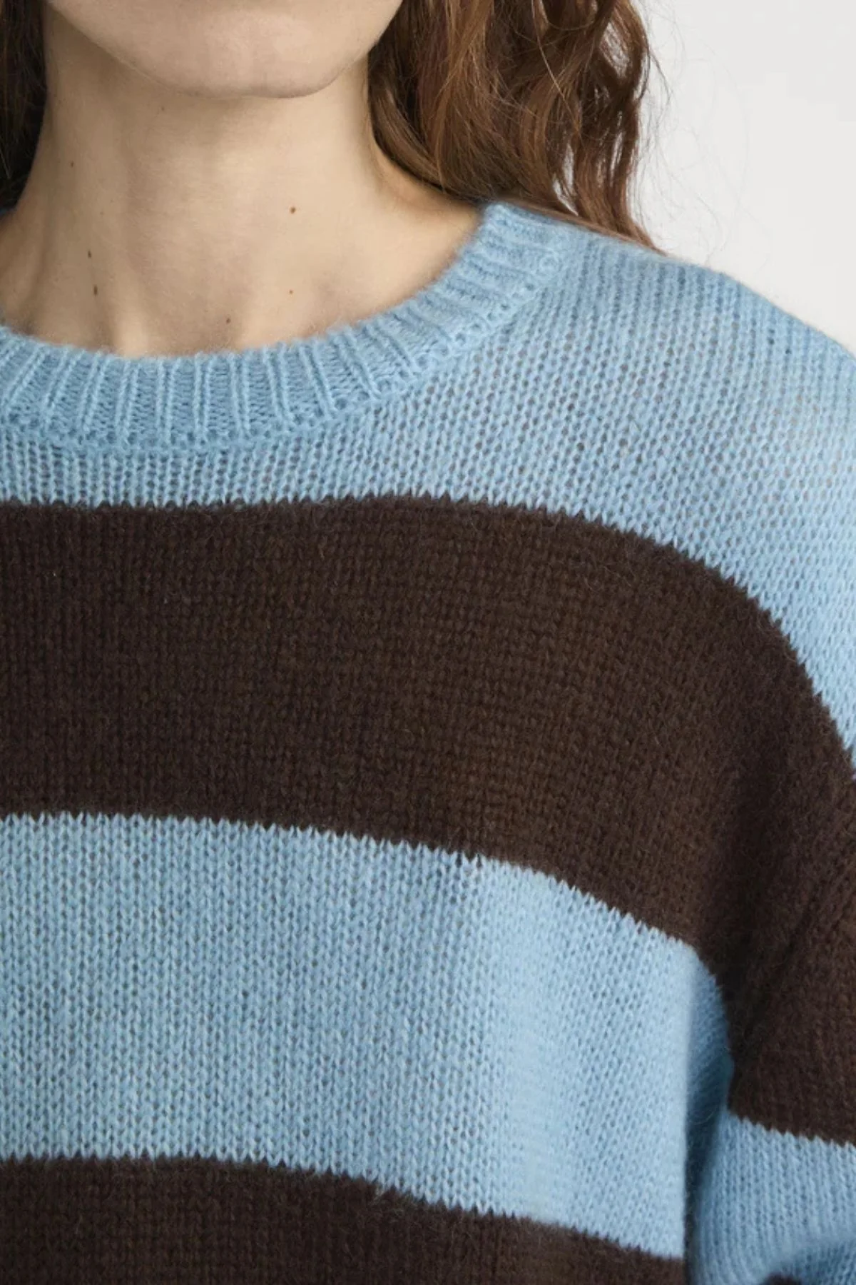 Frame Denim The Fuzzy Striped Crew - Mocha Multi - Image 4