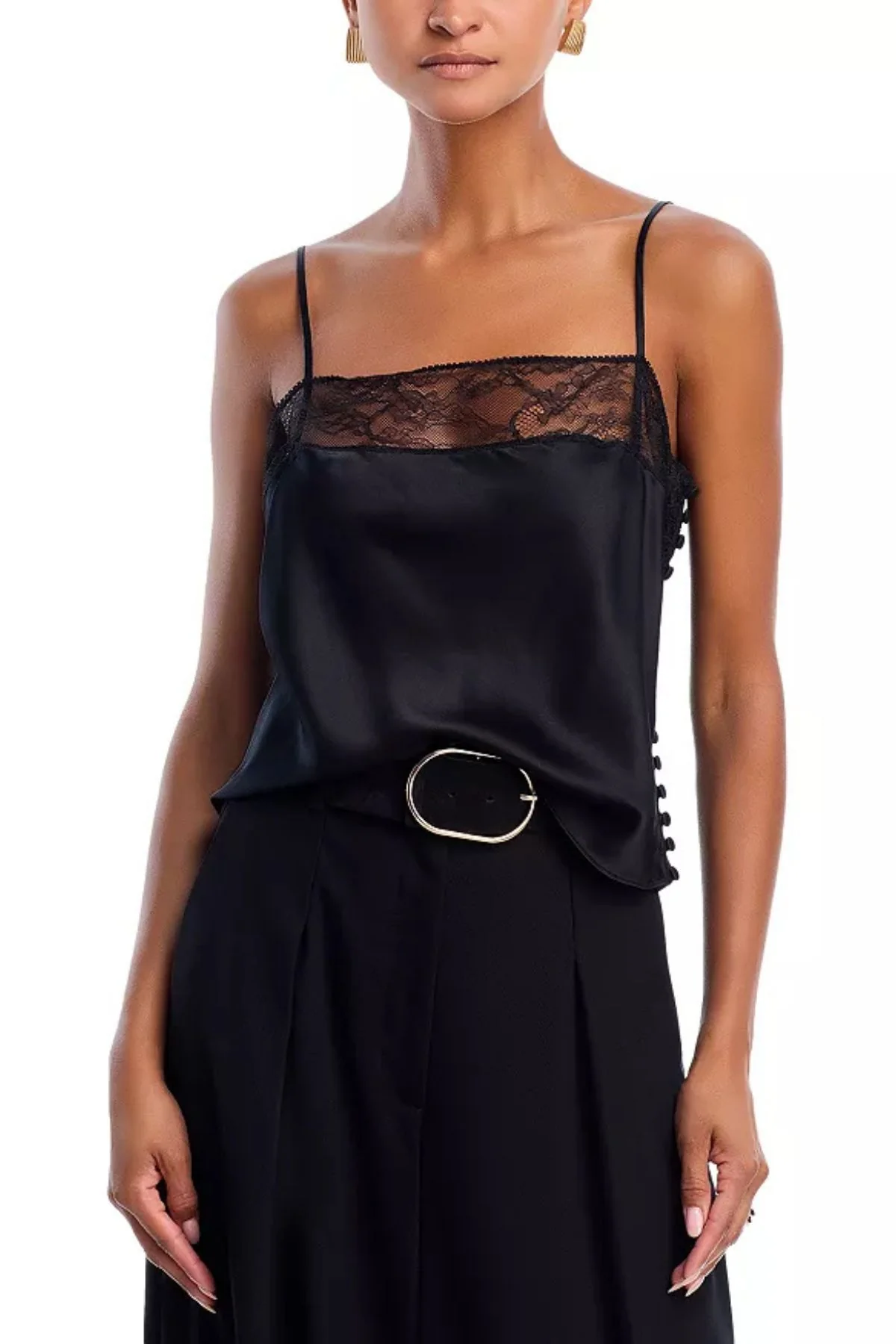 Frame Denim The Lace Inset Cami - Black - Image 4