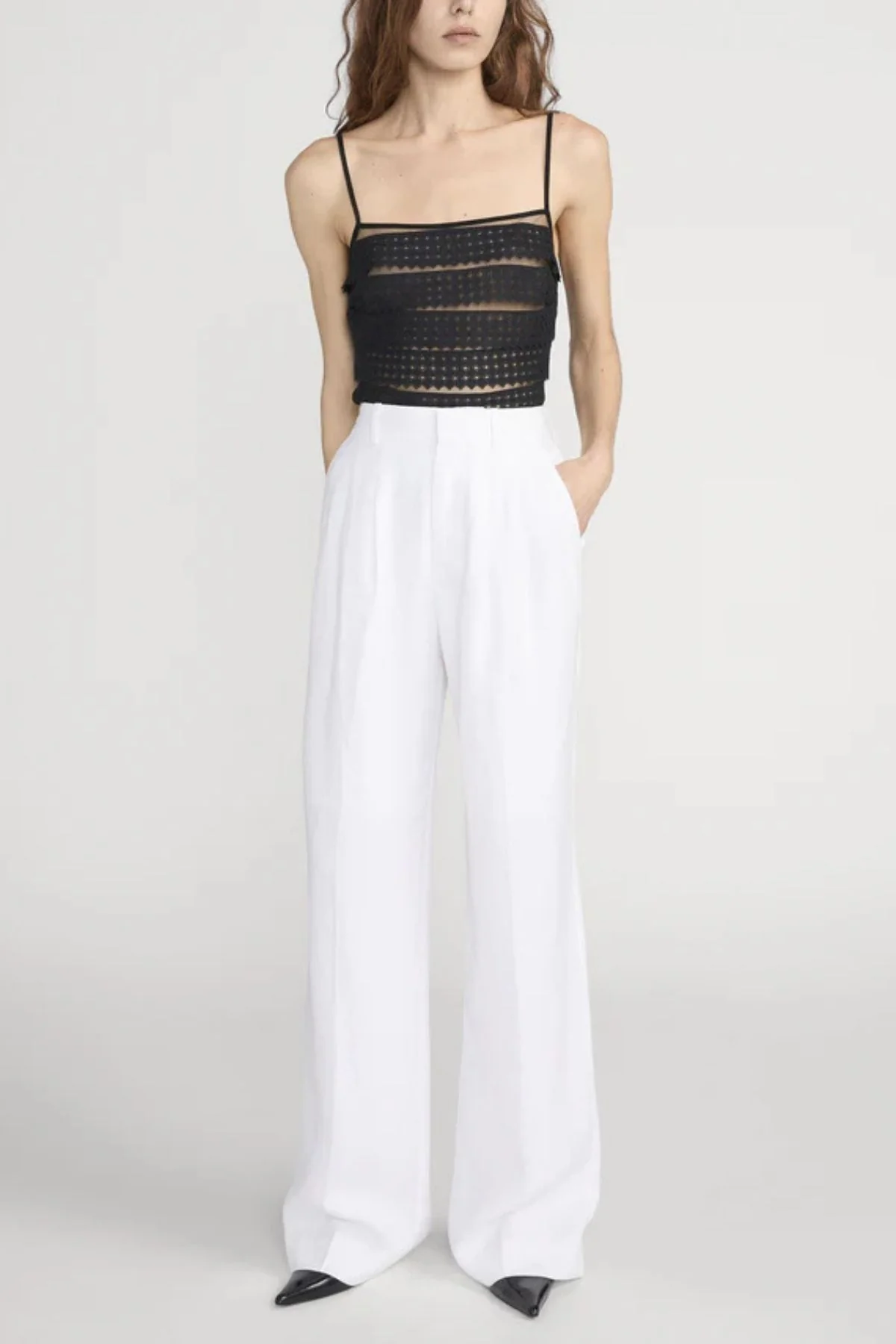 Frame Denim Lattice Crochet Cami - Black - Image 2