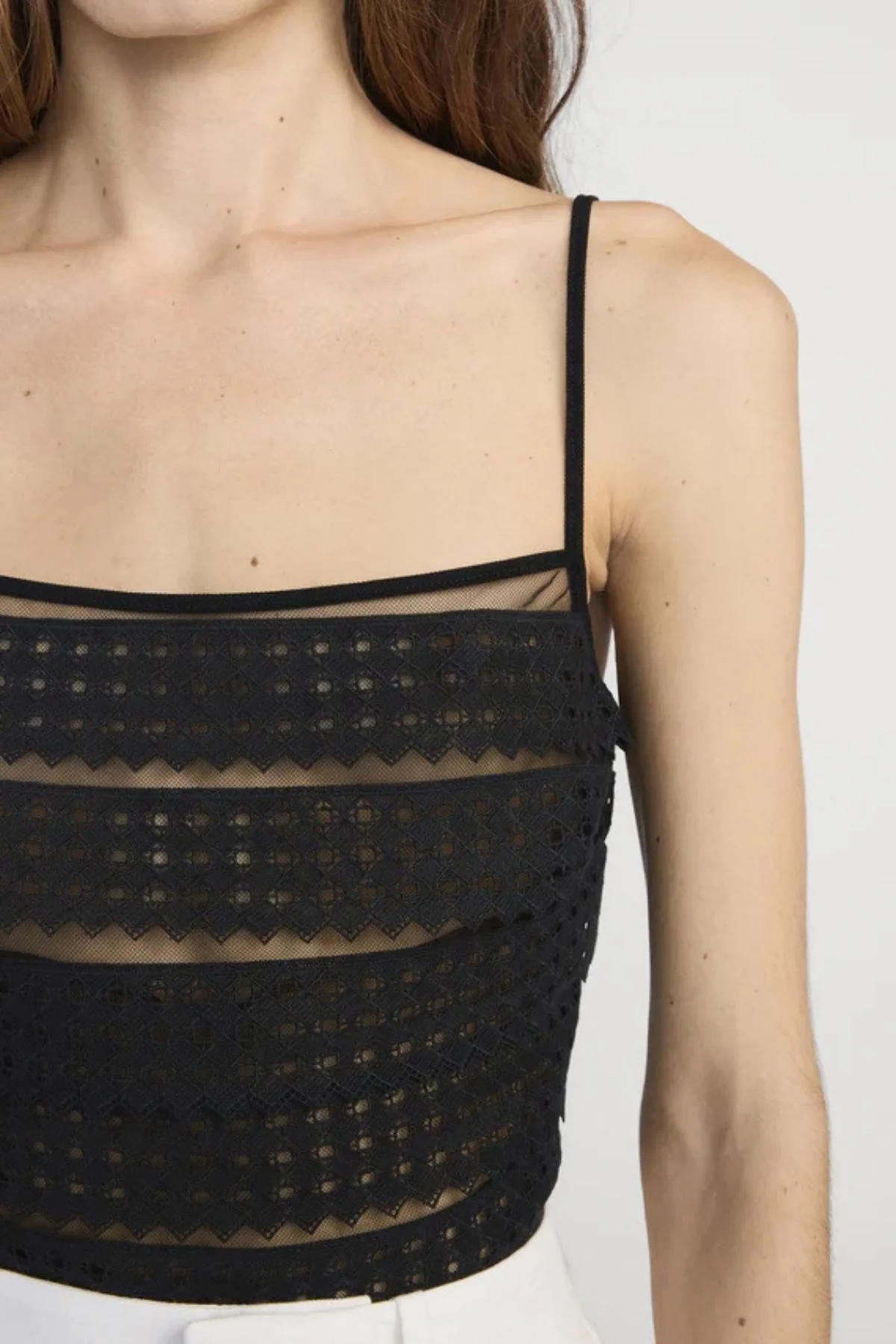 Frame Denim Lattice Crochet Cami - Black - Image 4