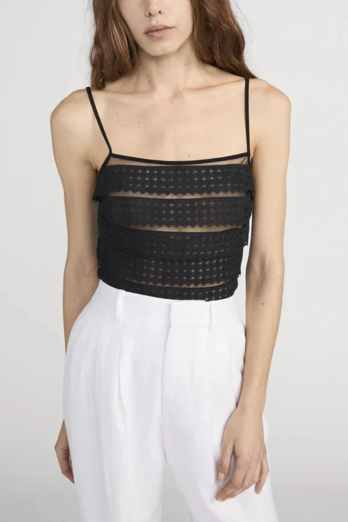 Frame Denim Lattice Crochet Cami - Black - Image 5