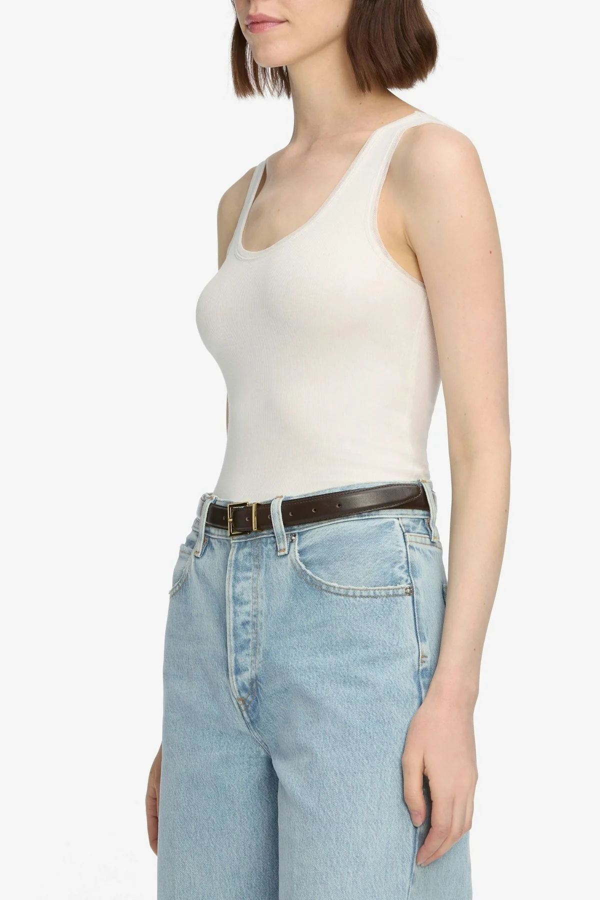 Frame Denim The Mesh Trim Tank - White - Image 4