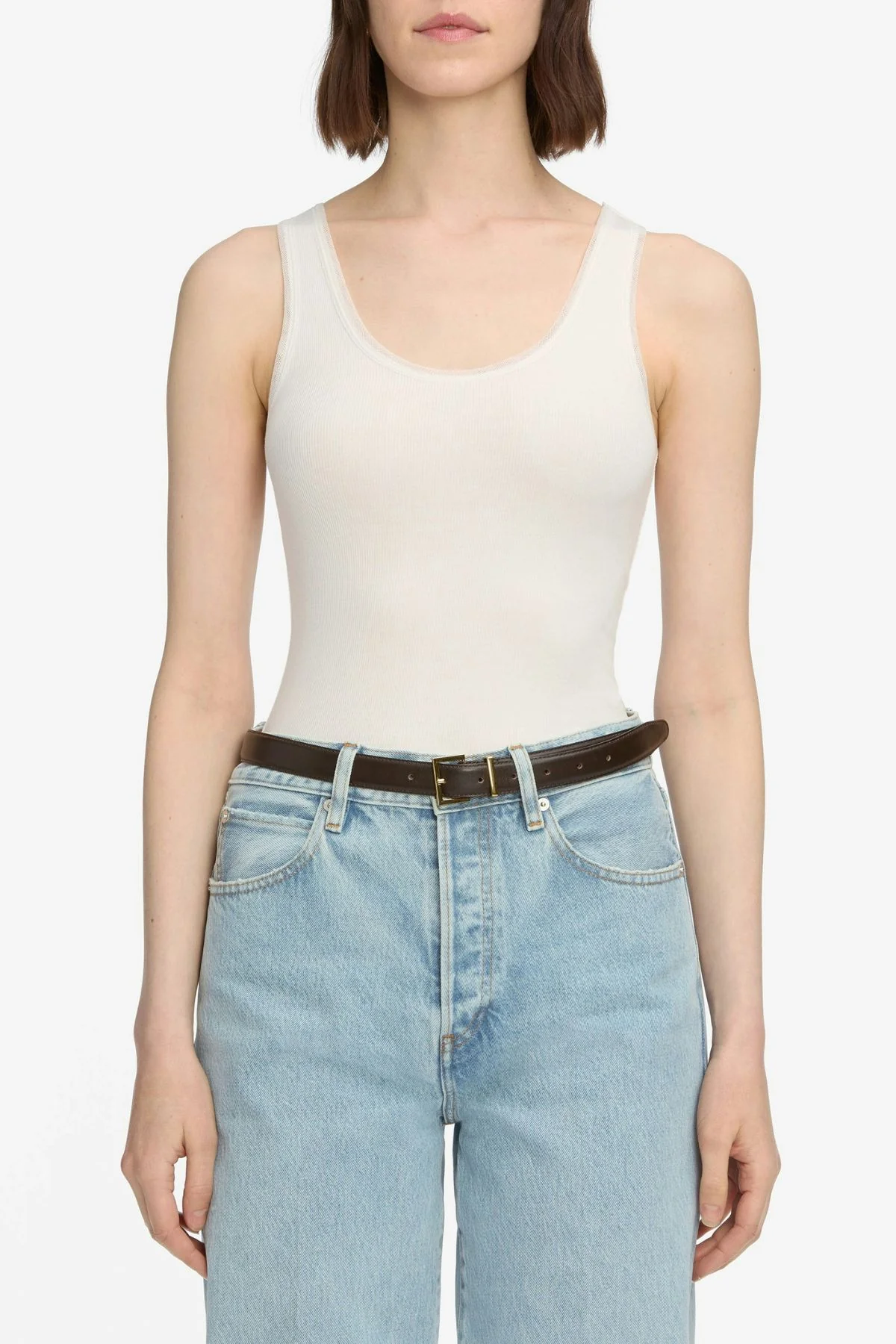 Frame Denim The Mesh Trim Tank - White - Image 6