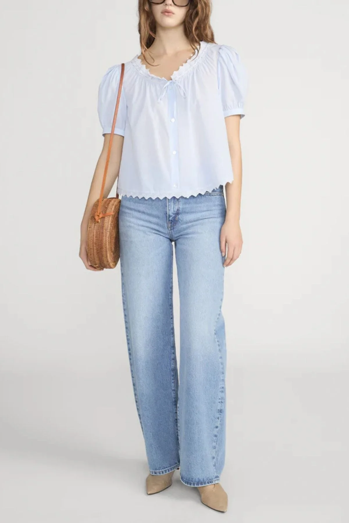 Frame Denim The Serene Top - Powder Blue Multi - Image 2