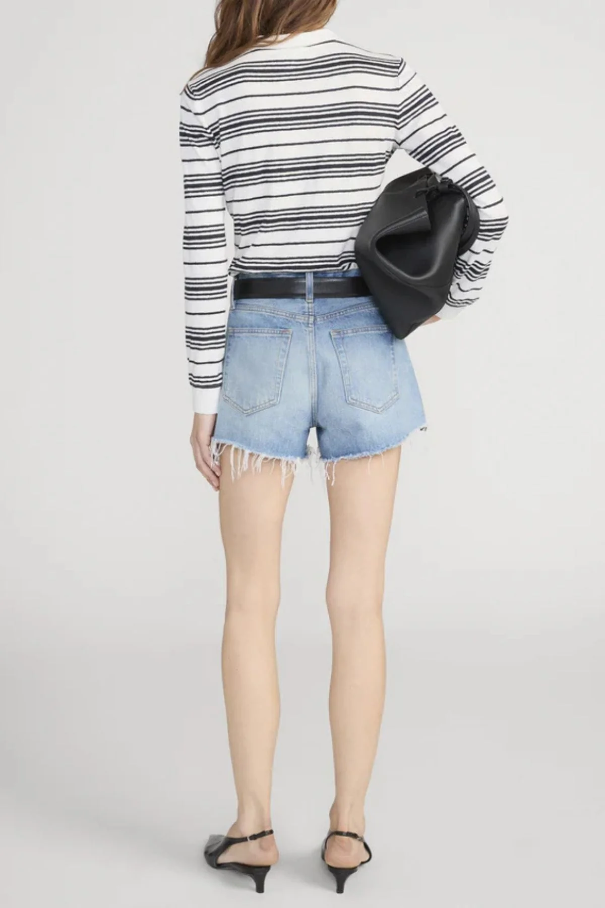 Frame Denim The Striped LS Polo - Cream Multi - Image 3