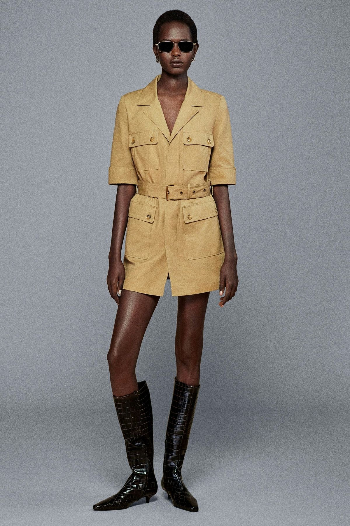 Frame Denim The Utility Dress - Khaki Tan - Image 2