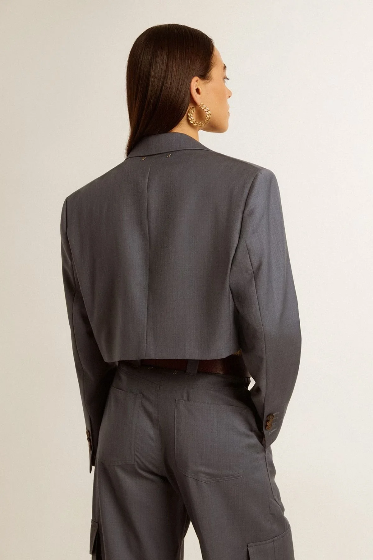 Golden Goose Cropped Single Breasted Blazer - Grisallie - Image 4