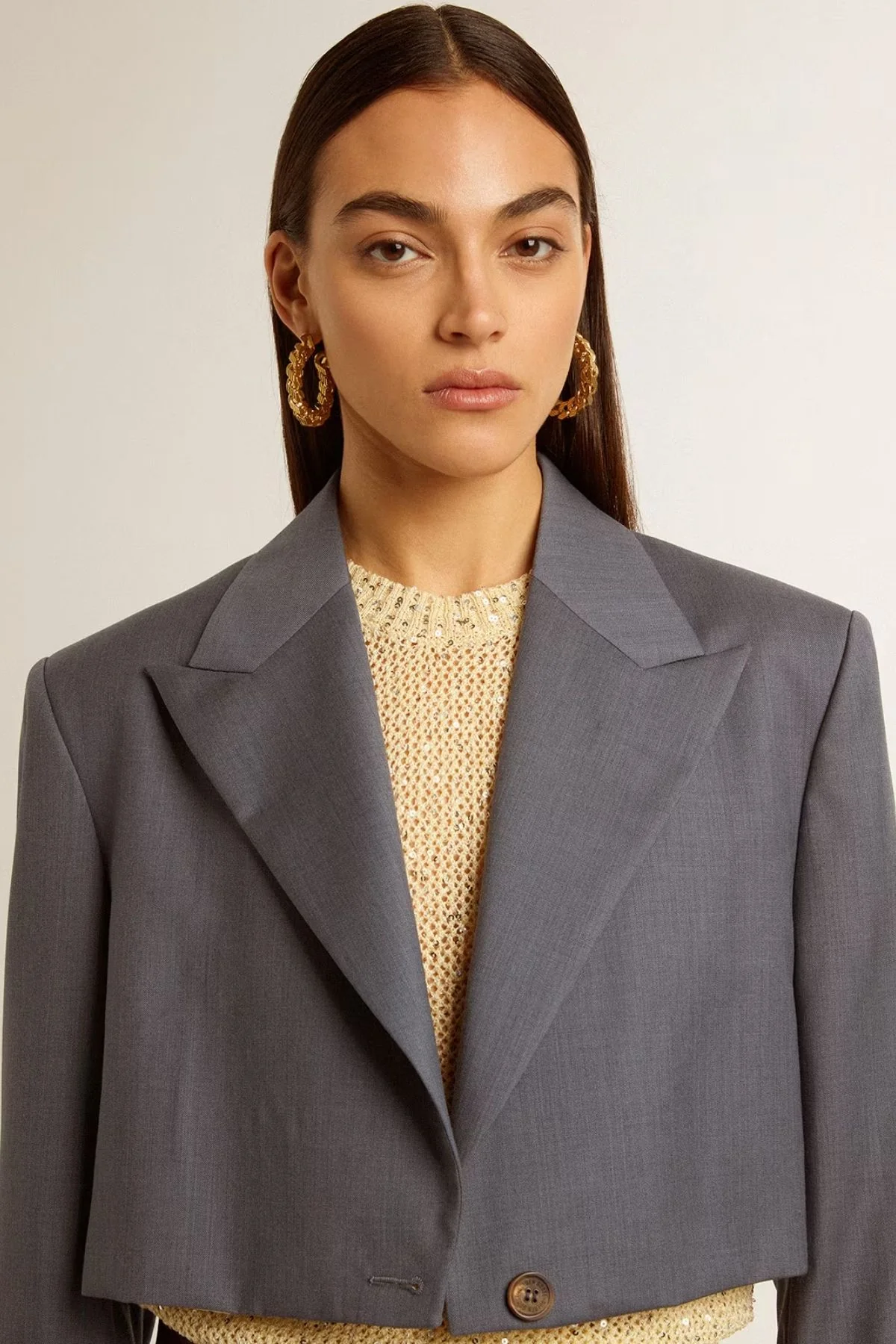 Golden Goose Cropped Single Breasted Blazer - Grisallie - Image 5