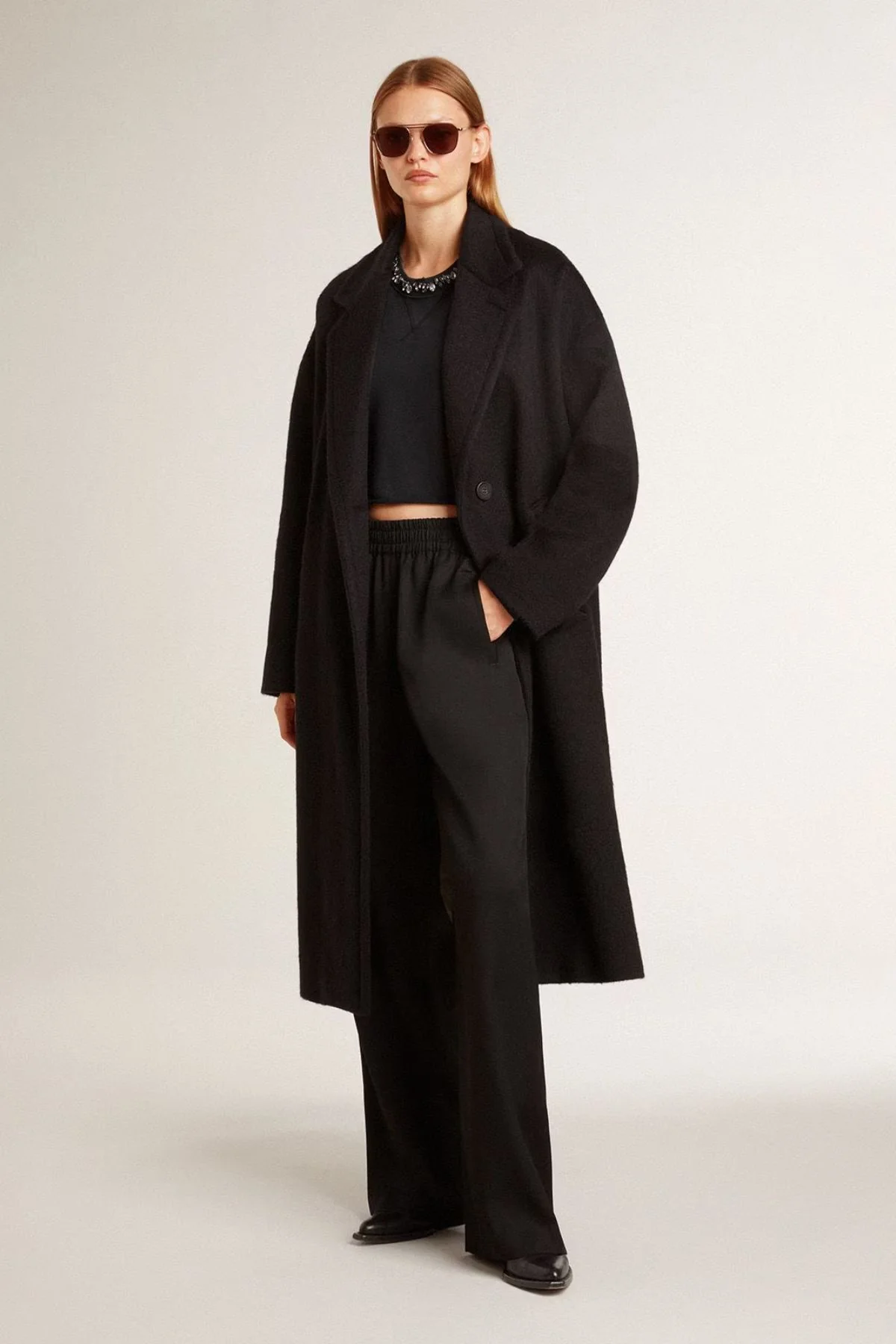 Golden Goose Crystal Detail Cropped Sweatshirt - Washed Black - Image 5