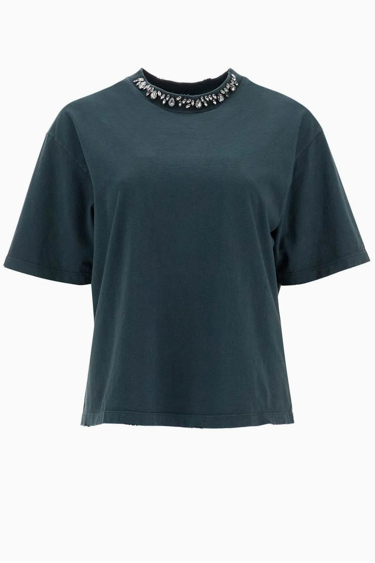 Golden Goose Regular T-Shirt Dyed Organic Gauze Jersey w. Crystals - Washed Black