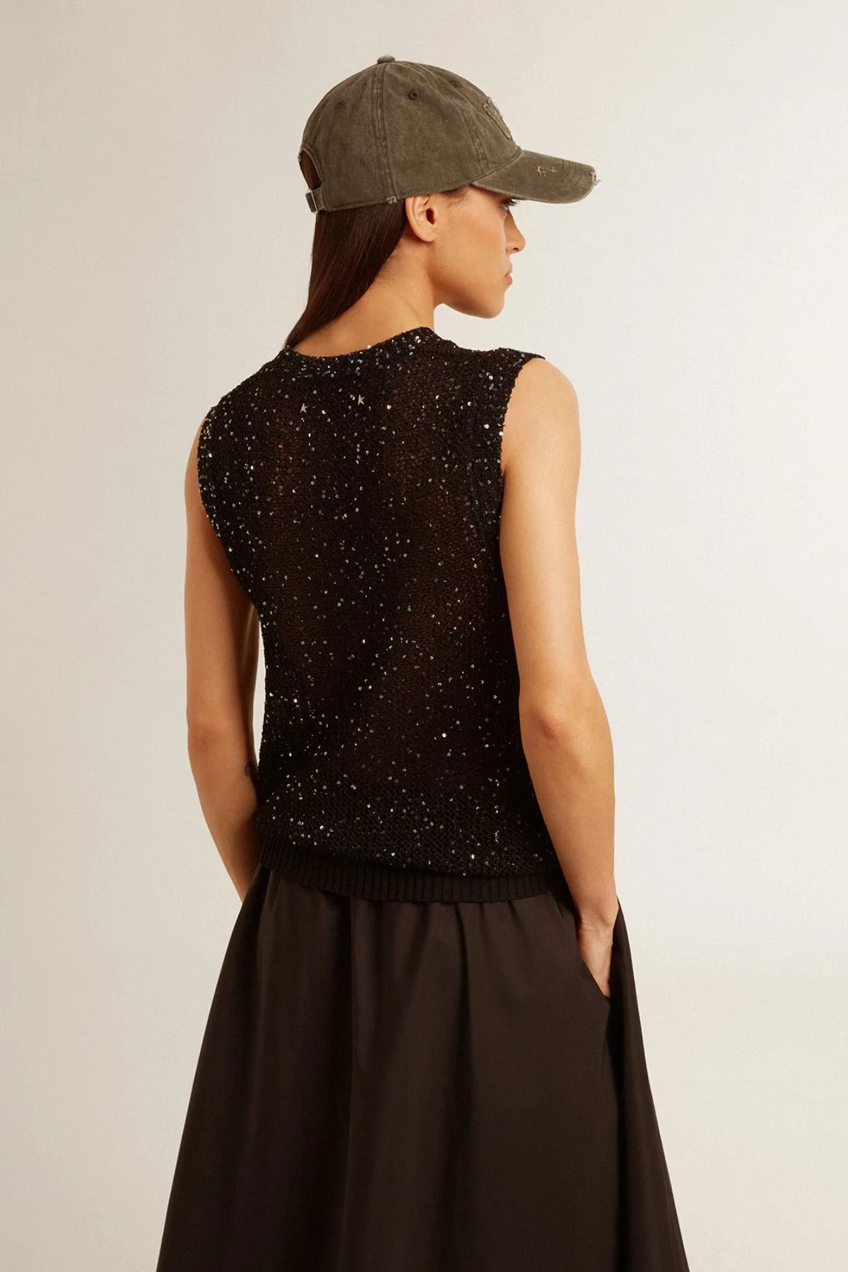 Golden Goose Sequin Mesh Tank - Black - Image 3
