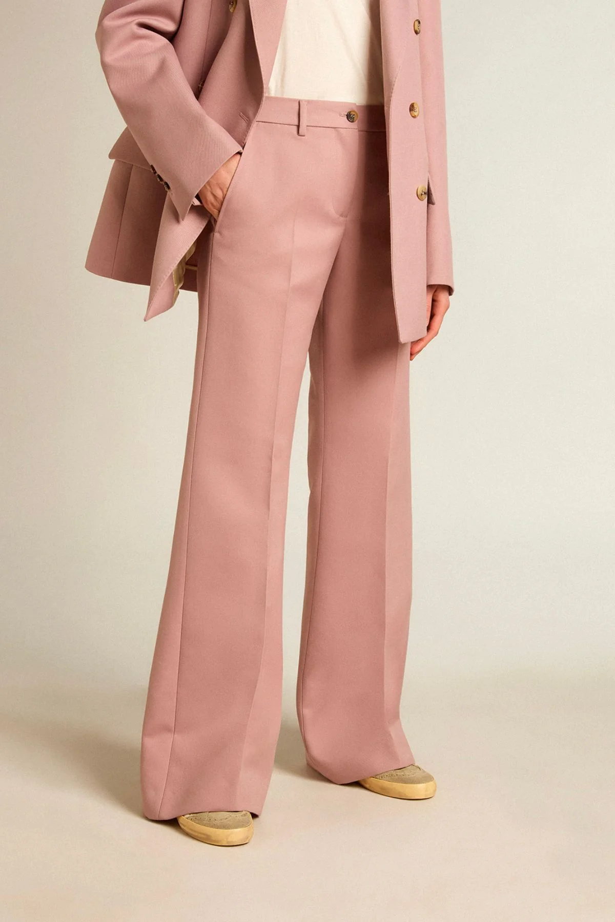 Golden Goose Wool Gabardine Flare Pants - Woodrose - Image 3