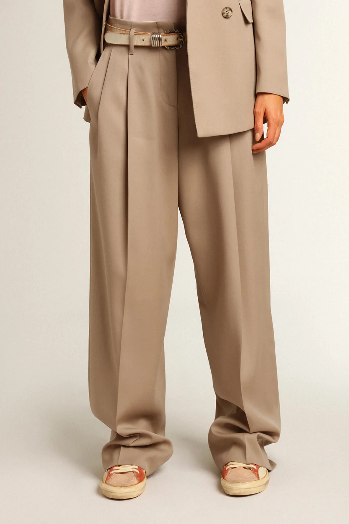 Golden Goose Wool Gabardine Wide Leg Pants - Roasted Cashew - Image 4