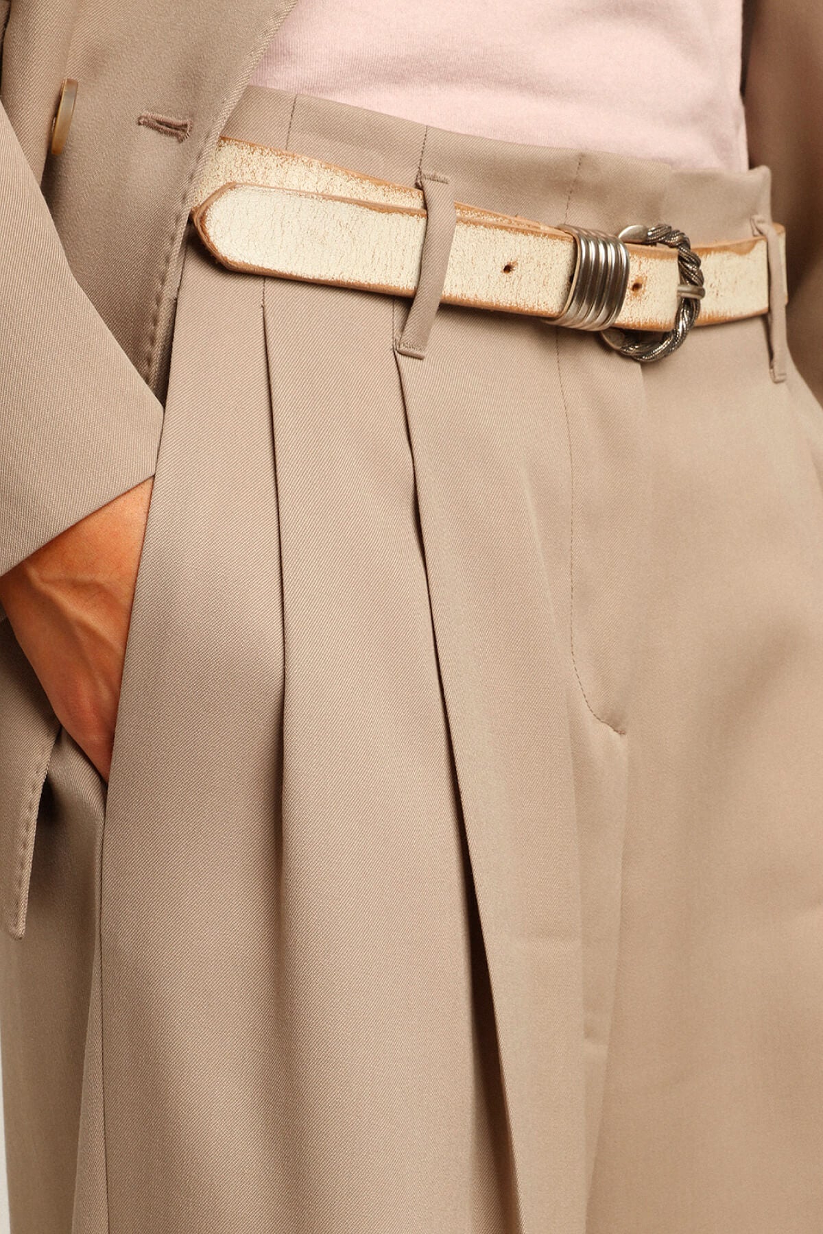 Golden Goose Wool Gabardine Wide Leg Pants - Roasted Cashew - Image 5