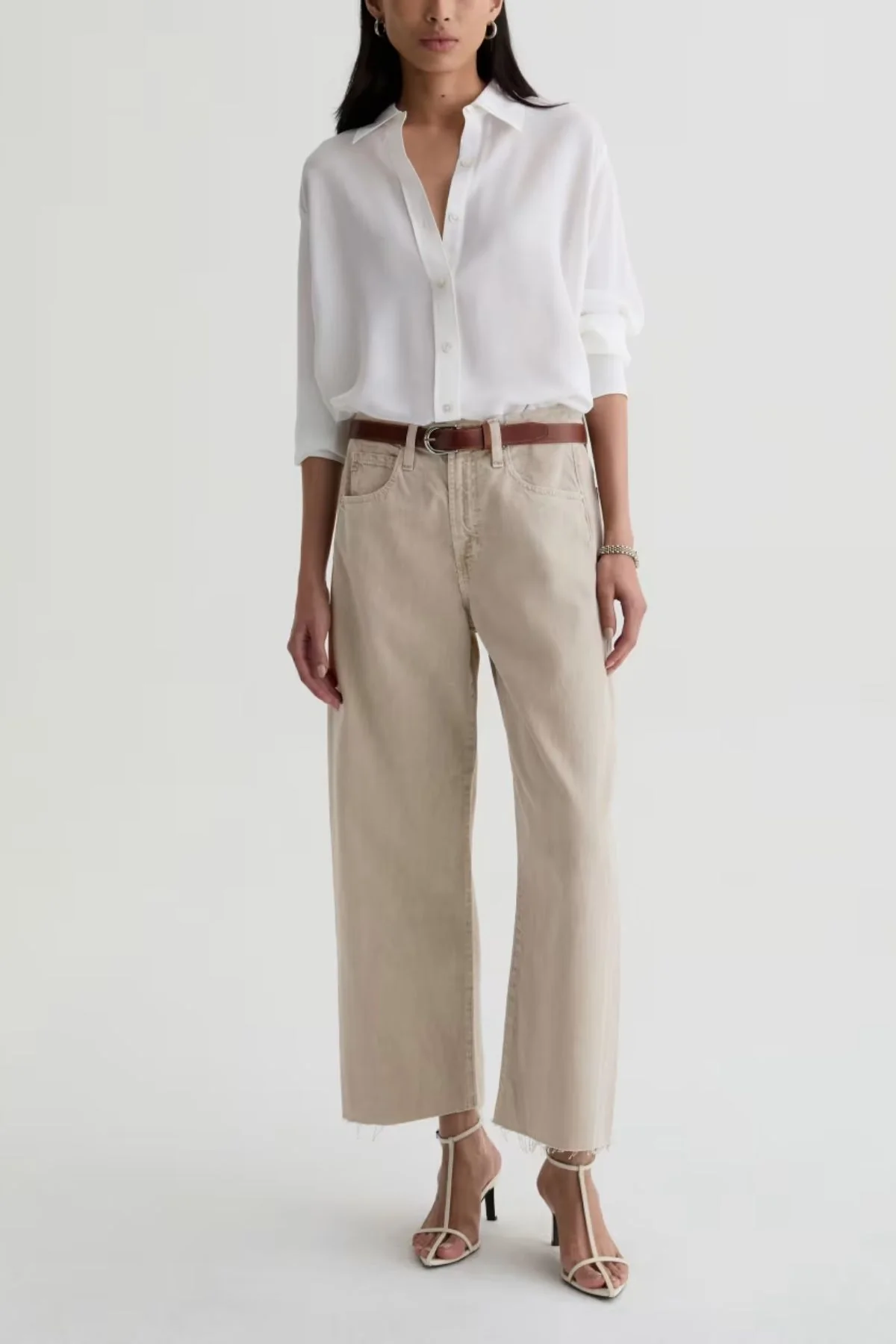 AG Denim Hattie Crop - Sulfur Light Taupe - Image 3