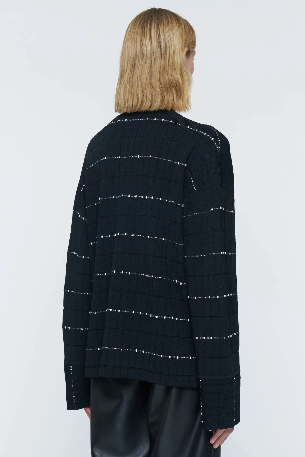 Joseph Fragmented Stripes Cardigan - Black Ivory - Image 3