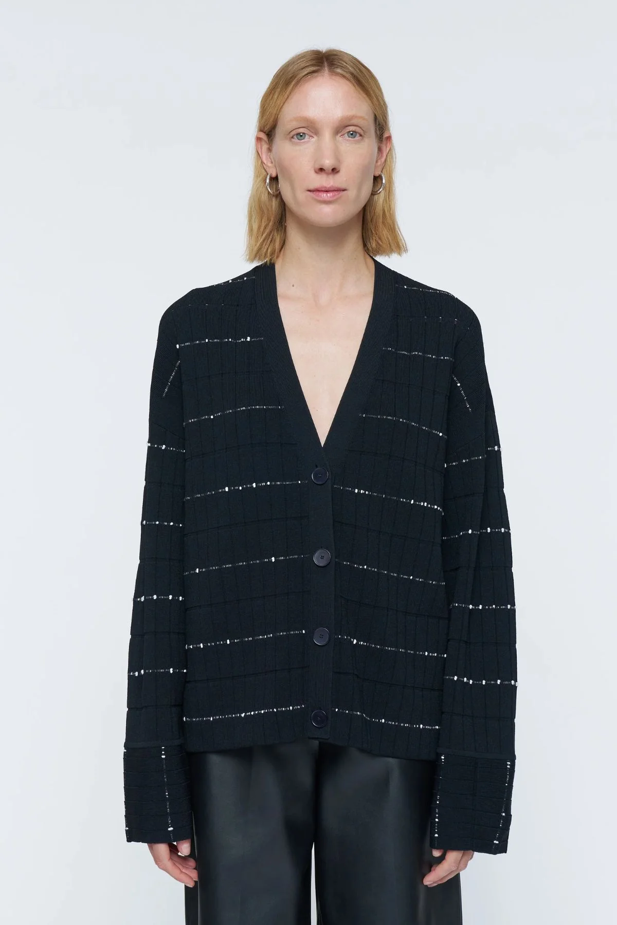 Joseph Fragmented Stripes Cardigan - Black Ivory - Image 5