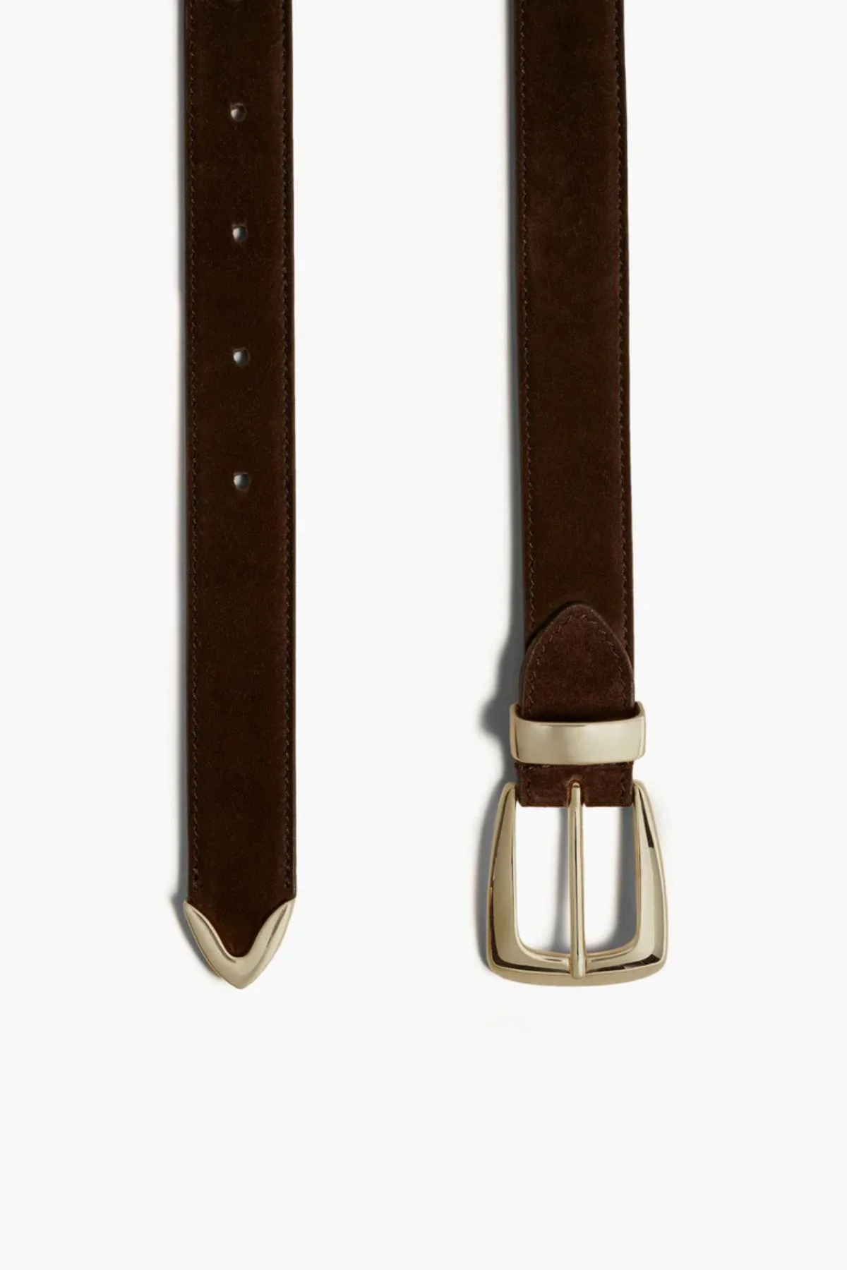KHAITE Benny Belt Suede Gold Buckle - Coffee - Image 3