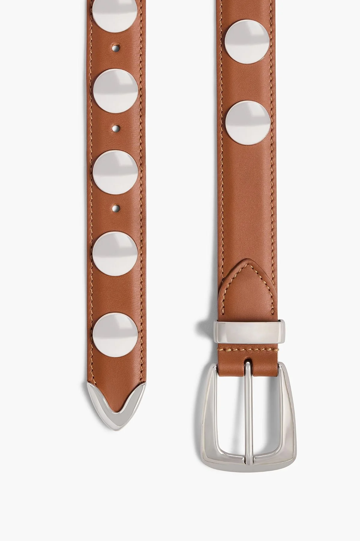 KHAITE Benny Belt with Silver Studs - Dark Tan - Image 2
