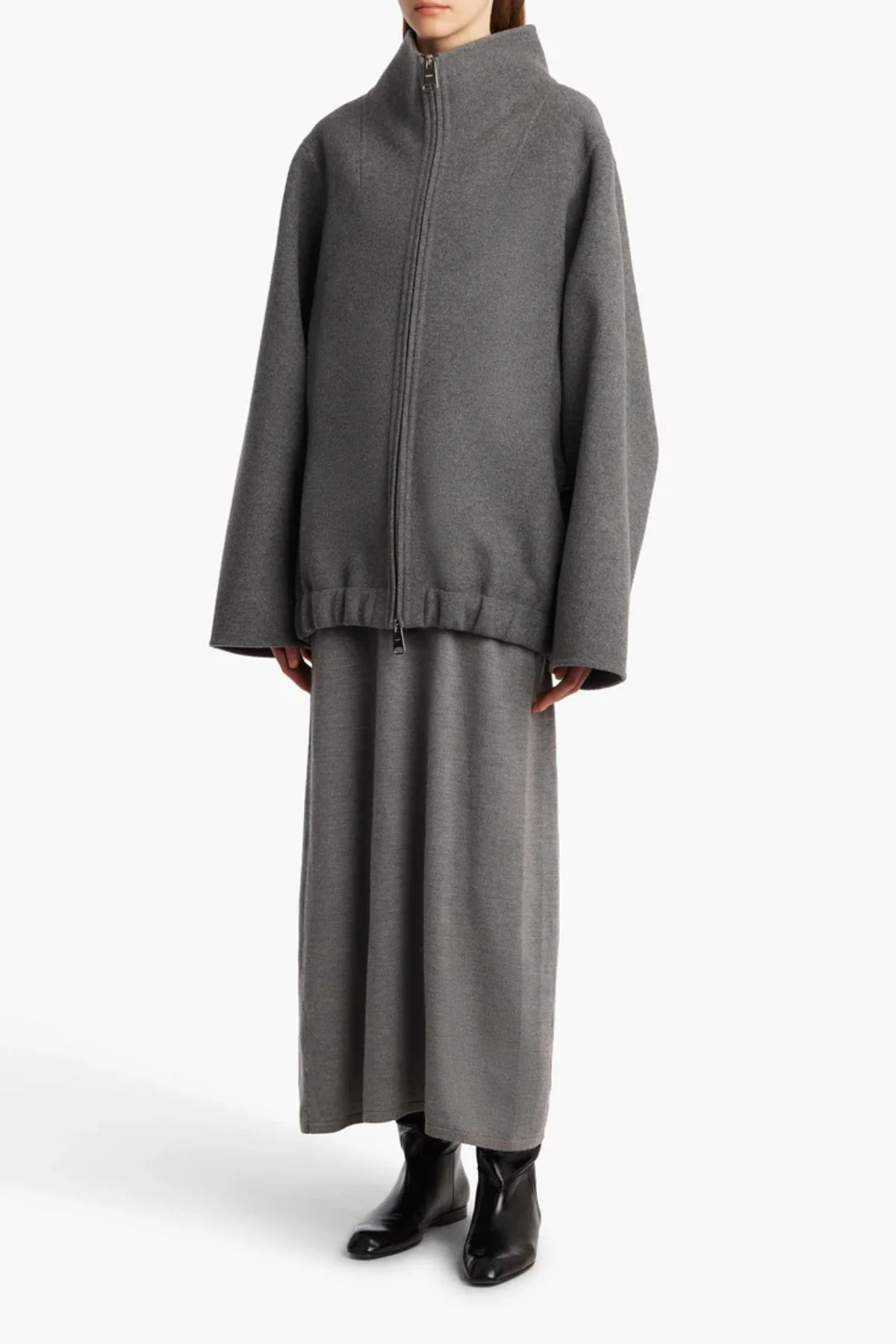 KHAITE Garret Jacket - Grey Melange - Image 4