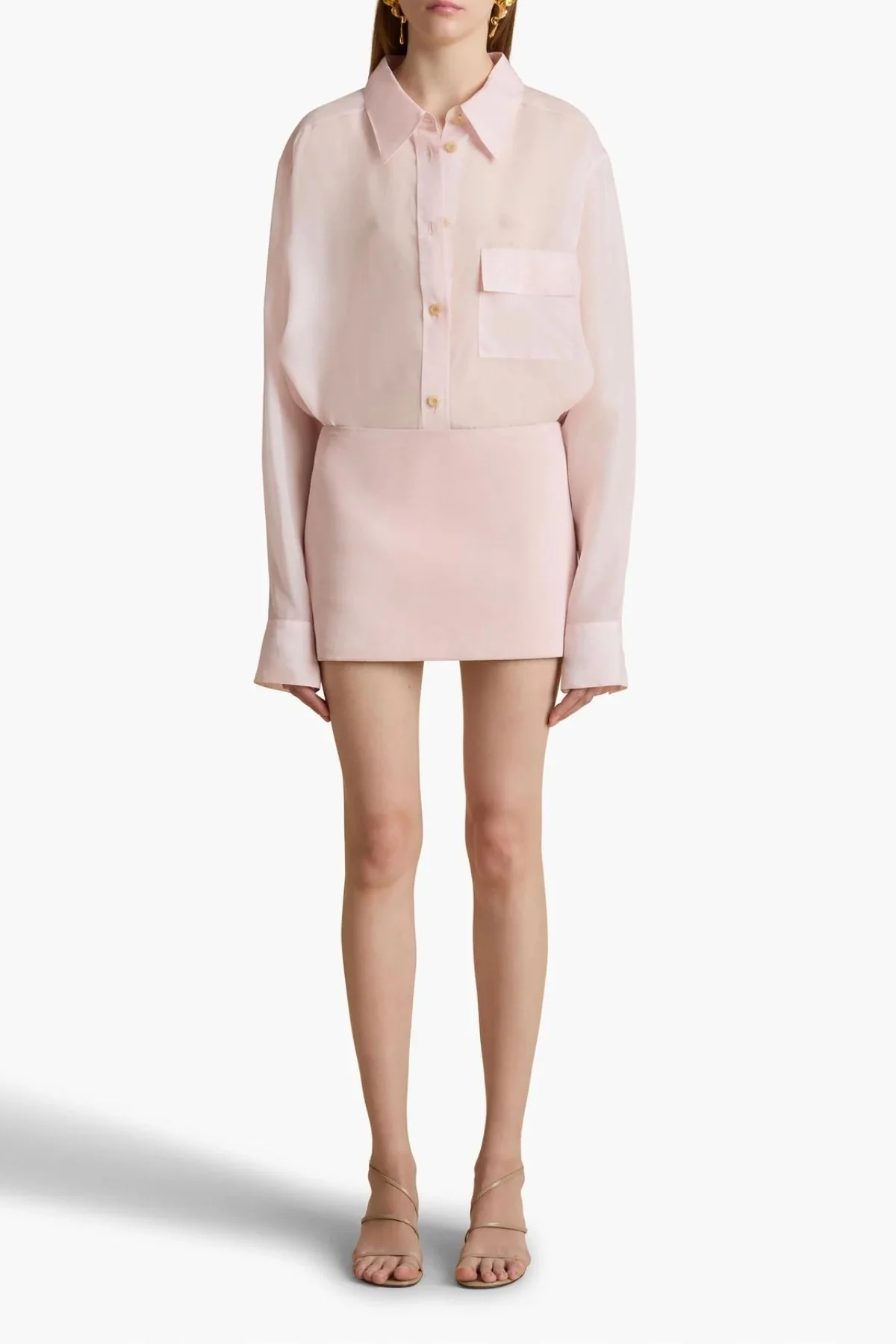 KHAITE Jett Suede Skirt - Soft Pink - Image 6