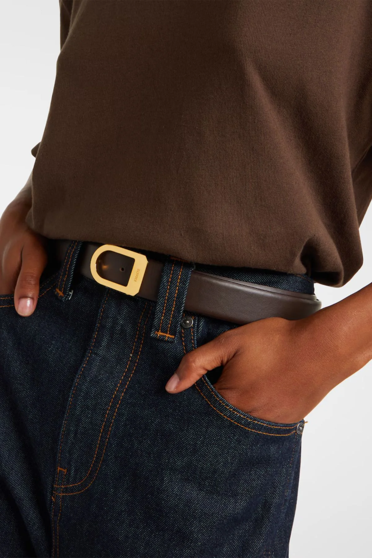 KHAITE Saddle Belt Gold - Dark Brown - Image 2