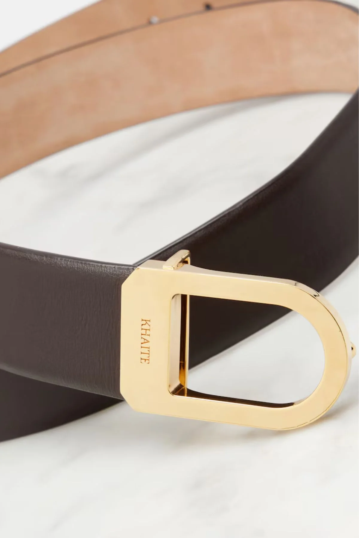 KHAITE Saddle Belt Gold - Dark Brown - Image 3