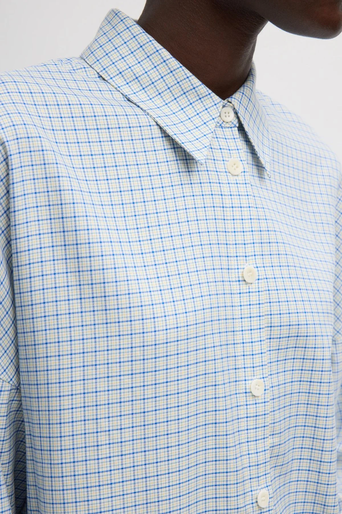 Tibi Linus Check Oversized Shirt - Blue Multi - Image 4